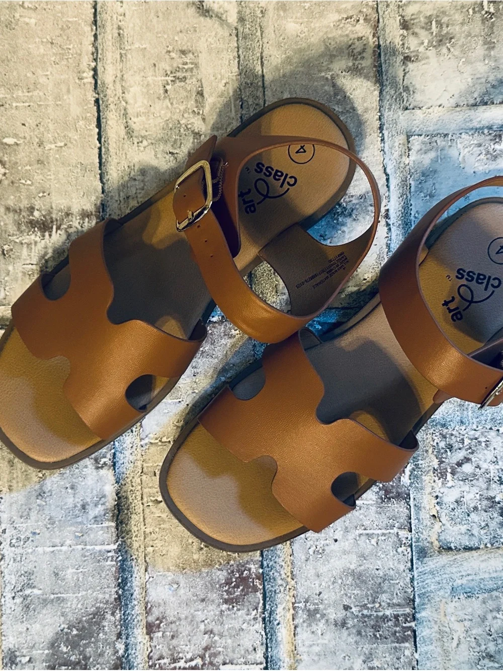 art class Brown Girls' Slide Sandals with Buckle